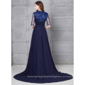 Grace Karin Formal Chiffon Navy Blue elegante vestido de noite de manga comprida 2015 CL6234